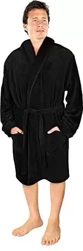 NY Threads Homme Peignoir de Bain en Molleton Doux - Robe de Chambre de luxe (Medium, Noir)