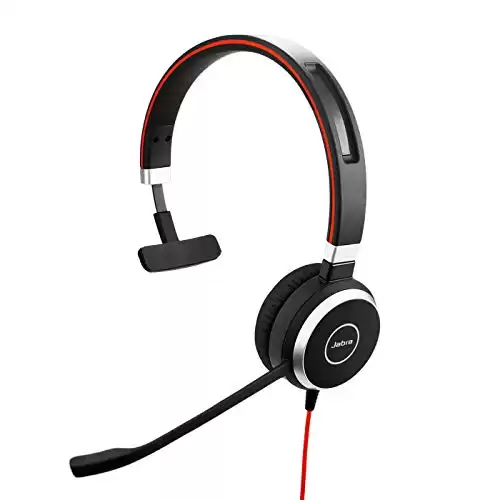 Jabra Evolve 40 MS Mono Headset - Casque Certifié Microsoft Teams pour Softphone VoIP avec Suppression Passive du Bruit - Câble USB-C avec Contrôleur - noir