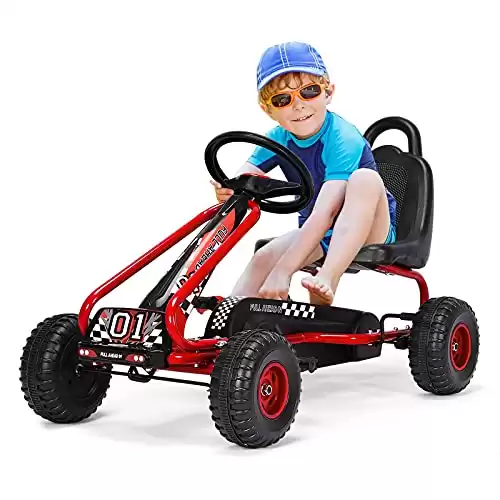 DREAMADE Kart à Pédale Enfant, Go-Kart d’Extérieur avec Charge Maximale 25KG