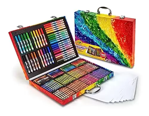 Crayola - Coffret de Coloriage - Assortiment de 140 Crayons et 15 Feuilles Blanches à Colorier