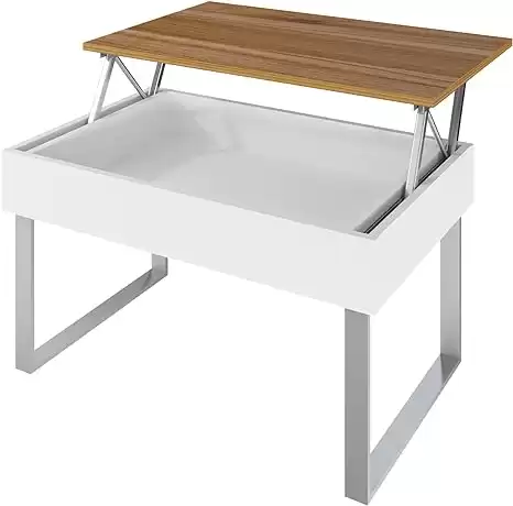 table basse avec plateau relevable et rangement marque Levira